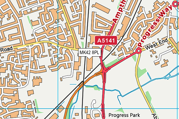 MK42 8PL map - OS VectorMap District (Ordnance Survey)