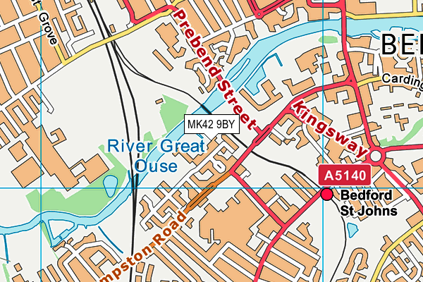 MK42 9BY map - OS VectorMap District (Ordnance Survey)