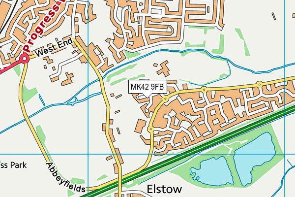 MK42 9FB map - OS VectorMap District (Ordnance Survey)
