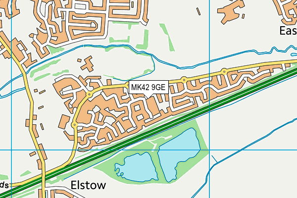 MK42 9GE map - OS VectorMap District (Ordnance Survey)