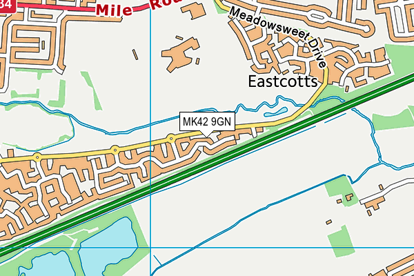 MK42 9GN map - OS VectorMap District (Ordnance Survey)