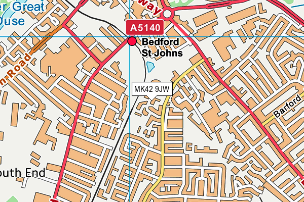MK42 9JW map - OS VectorMap District (Ordnance Survey)