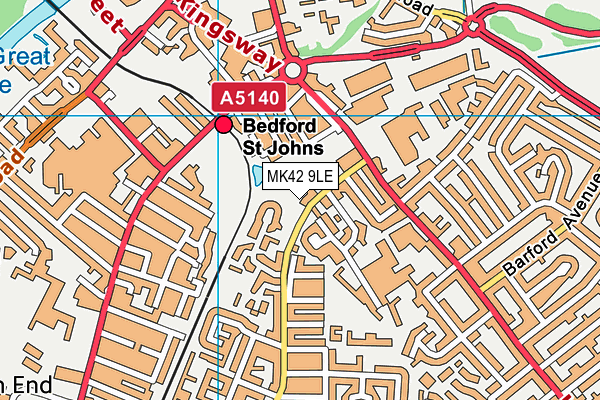 MK42 9LE map - OS VectorMap District (Ordnance Survey)