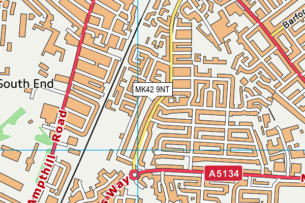 MK42 9NT map - OS VectorMap District (Ordnance Survey)