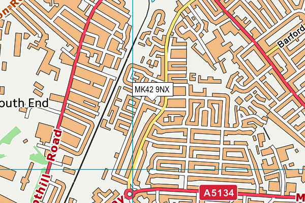 MK42 9NX map - OS VectorMap District (Ordnance Survey)