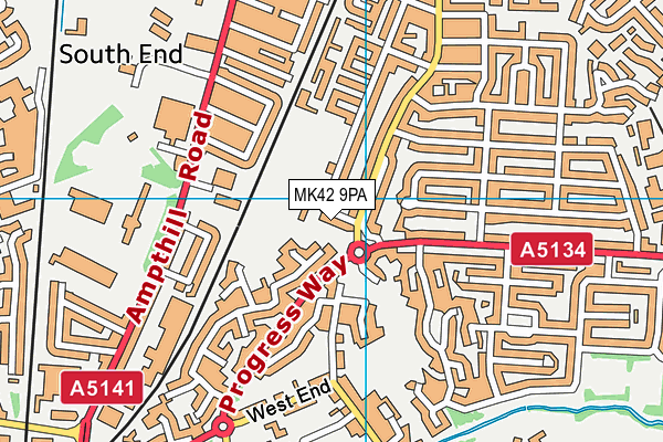 MK42 9PA map - OS VectorMap District (Ordnance Survey)