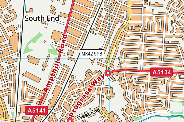 MK42 9PB map - OS VectorMap District (Ordnance Survey)