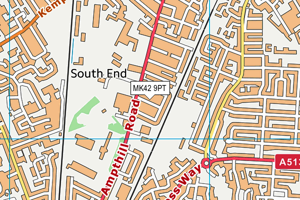 MK42 9PT map - OS VectorMap District (Ordnance Survey)
