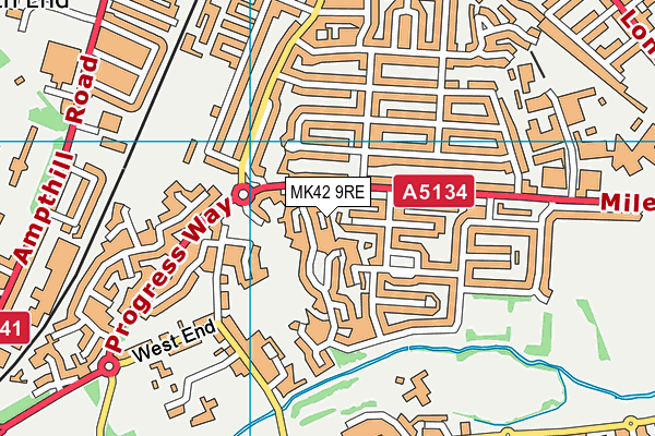 MK42 9RE map - OS VectorMap District (Ordnance Survey)