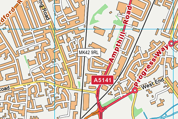 MK42 9RL map - OS VectorMap District (Ordnance Survey)