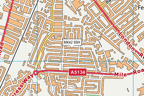 MK42 9SH map - OS VectorMap District (Ordnance Survey)