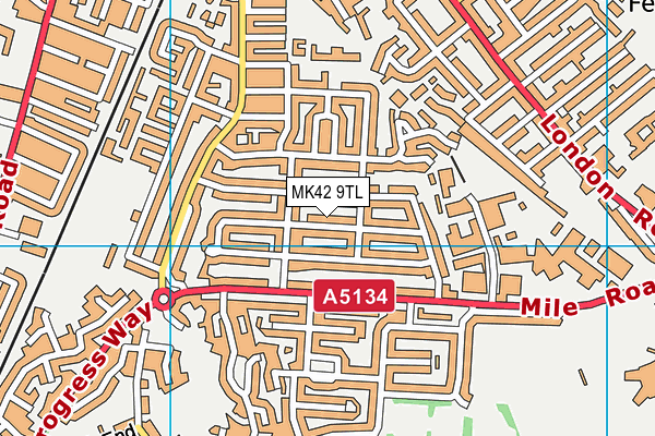 MK42 9TL map - OS VectorMap District (Ordnance Survey)