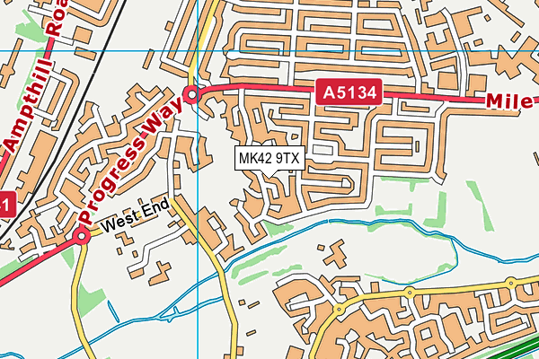 MK42 9TX map - OS VectorMap District (Ordnance Survey) MK42 9TX map - OS VectorMap District (Ordnance Survey)