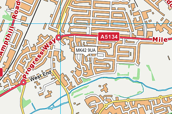 MK42 9UA map - OS VectorMap District (Ordnance Survey)