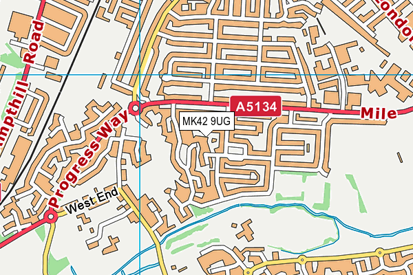 MK42 9UG map - OS VectorMap District (Ordnance Survey)