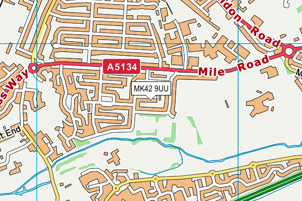 MK42 9UU map - OS VectorMap District (Ordnance Survey)