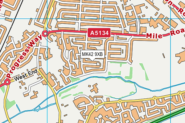 MK42 9XB map - OS VectorMap District (Ordnance Survey)