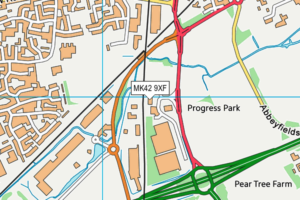 MK42 9XF map - OS VectorMap District (Ordnance Survey)