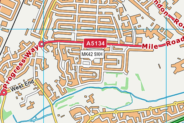 MK42 9XH map - OS VectorMap District (Ordnance Survey)