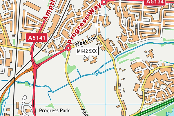 MK42 9XX map - OS VectorMap District (Ordnance Survey)