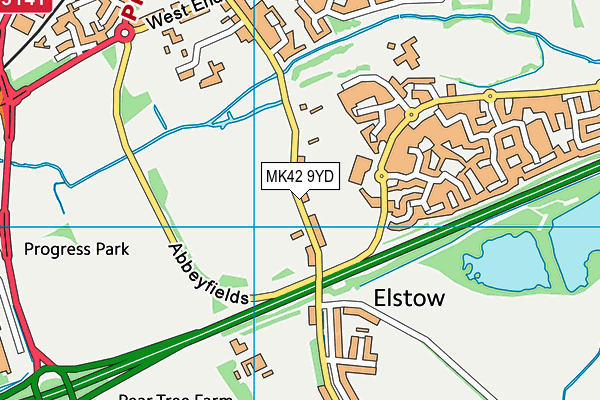 MK42 9YD map - OS VectorMap District (Ordnance Survey)