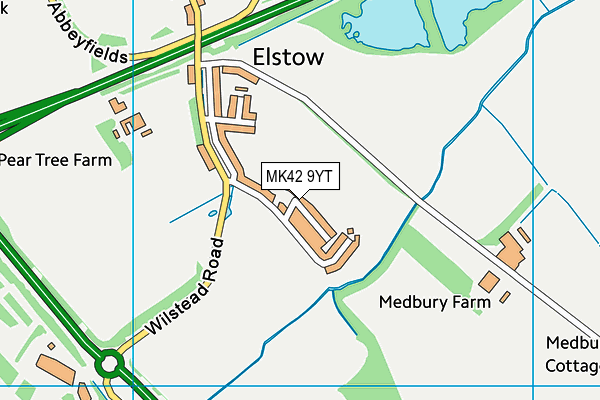 MK42 9YT map - OS VectorMap District (Ordnance Survey)