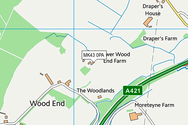 MK43 0PA map - OS VectorMap District (Ordnance Survey)