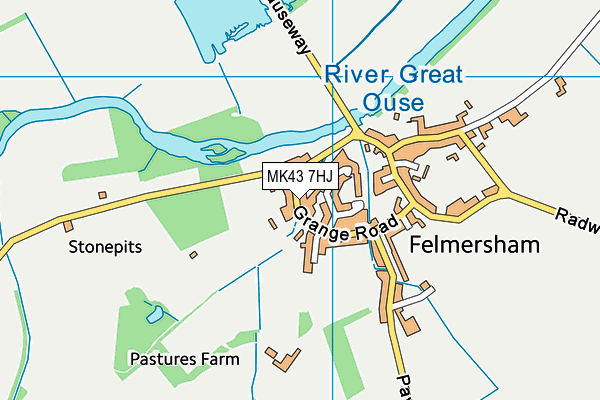 MK43 7HJ map - OS VectorMap District (Ordnance Survey)