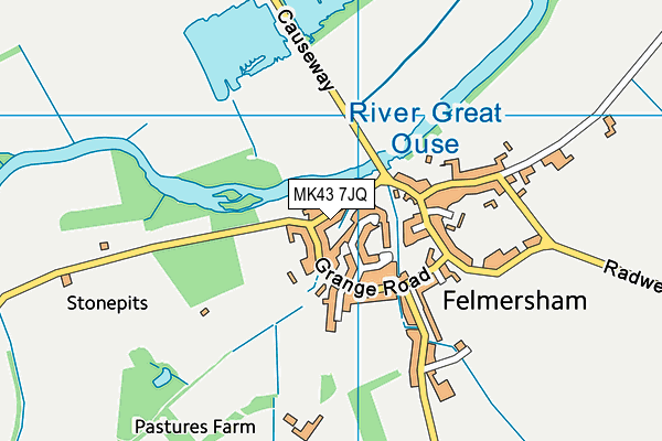 MK43 7JQ map - OS VectorMap District (Ordnance Survey)