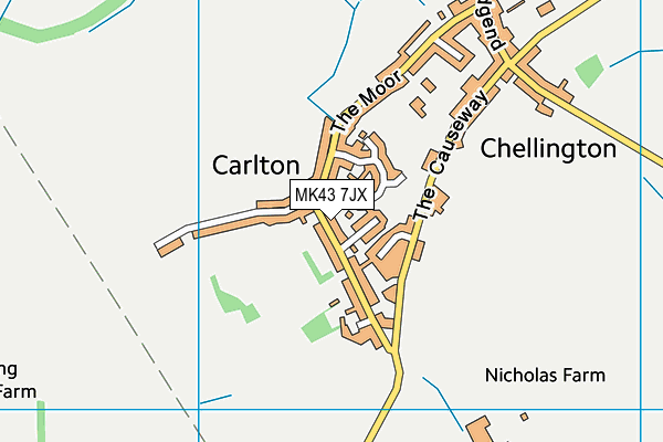 MK43 7JX map - OS VectorMap District (Ordnance Survey)