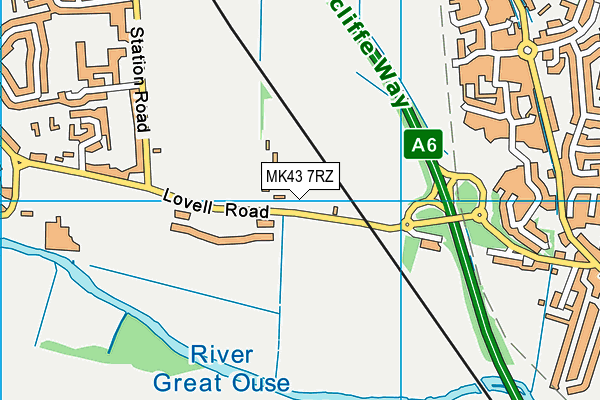 MK43 7RZ map - OS VectorMap District (Ordnance Survey)