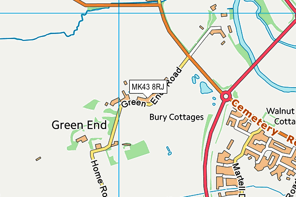 MK43 8RJ map - OS VectorMap District (Ordnance Survey)