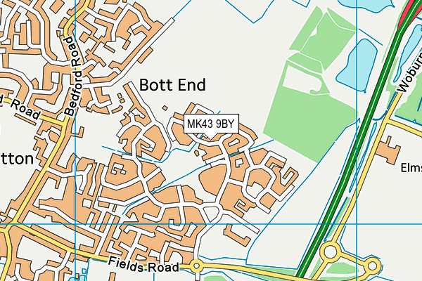 MK43 9BY map - OS VectorMap District (Ordnance Survey)