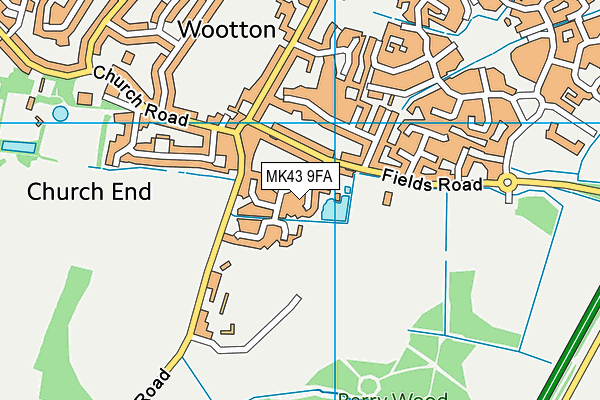 MK43 9FA map - OS VectorMap District (Ordnance Survey)
