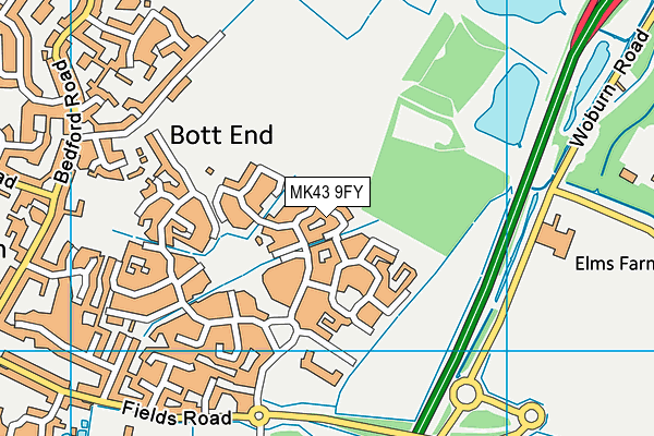MK43 9FY map - OS VectorMap District (Ordnance Survey)