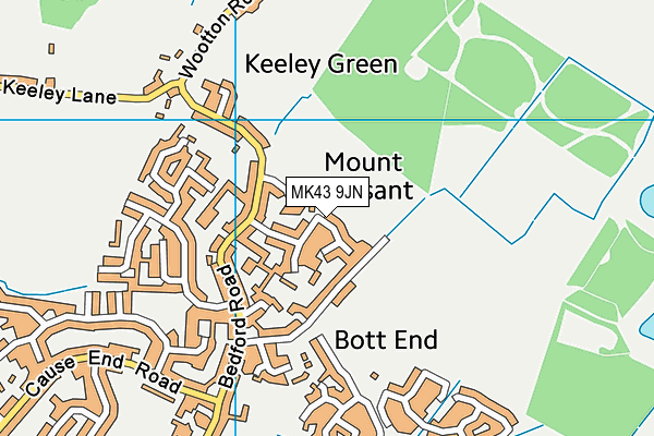 MK43 9JN map - OS VectorMap District (Ordnance Survey)