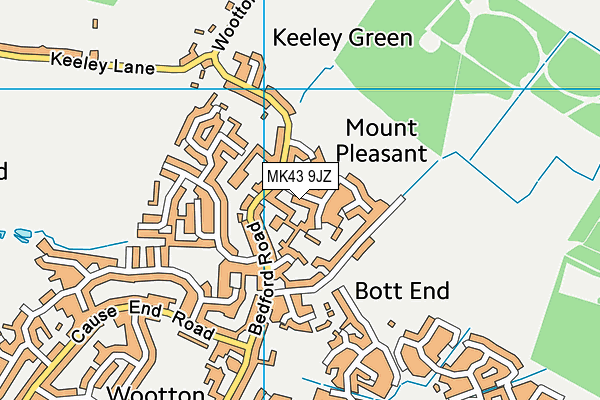 MK43 9JZ map - OS VectorMap District (Ordnance Survey) MK43 9JZ map - OS VectorMap District (Ordnance Survey)