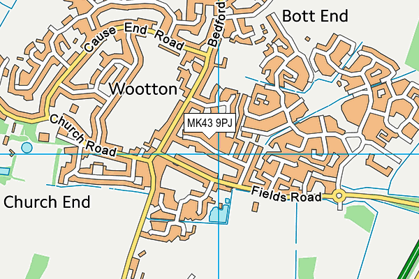 MK43 9PJ map - OS VectorMap District (Ordnance Survey)