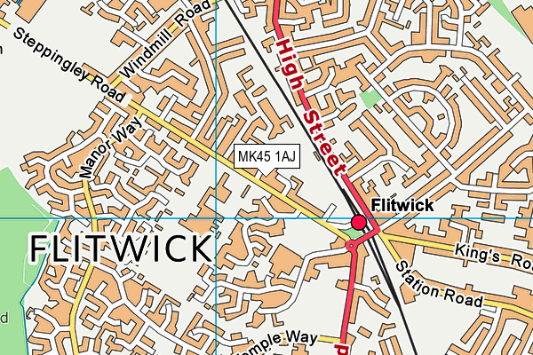 MK45 1AJ map - OS VectorMap District (Ordnance Survey)
