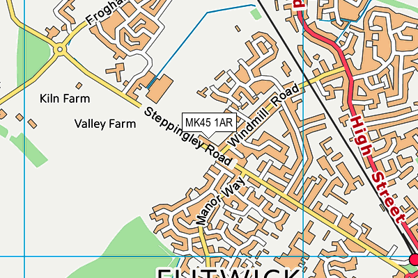 MK45 1AR map - OS VectorMap District (Ordnance Survey)