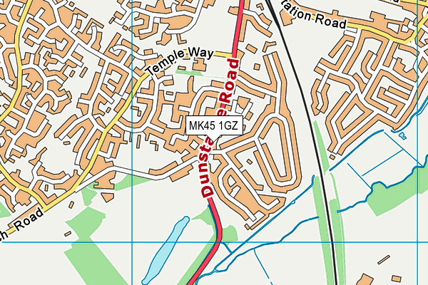 MK45 1GZ map - OS VectorMap District (Ordnance Survey)