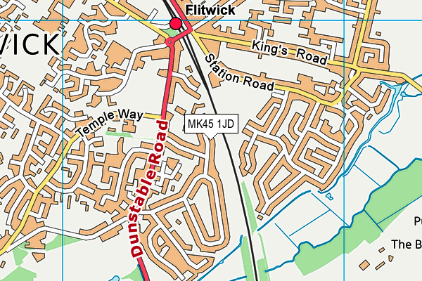 MK45 1JD map - OS VectorMap District (Ordnance Survey)