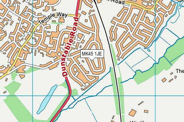 MK45 1JE map - OS VectorMap District (Ordnance Survey)
