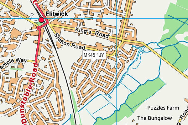 MK45 1JY map - OS VectorMap District (Ordnance Survey)