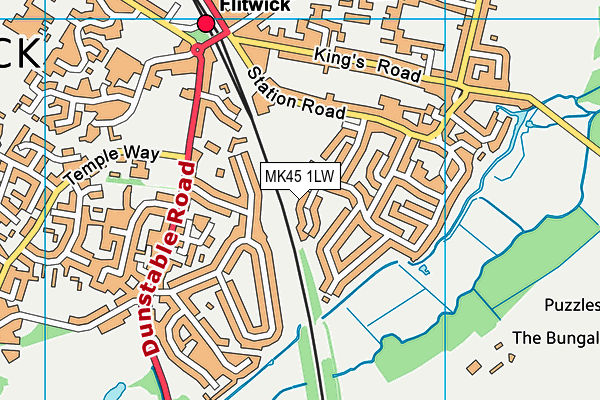 MK45 1LW map - OS VectorMap District (Ordnance Survey) MK45 1LW map - OS VectorMap District (Ordnance Survey)