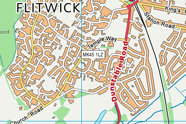 MK45 1LZ map - OS VectorMap District (Ordnance Survey)
