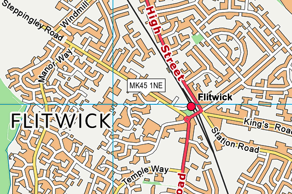 MK45 1NE map - OS VectorMap District (Ordnance Survey)