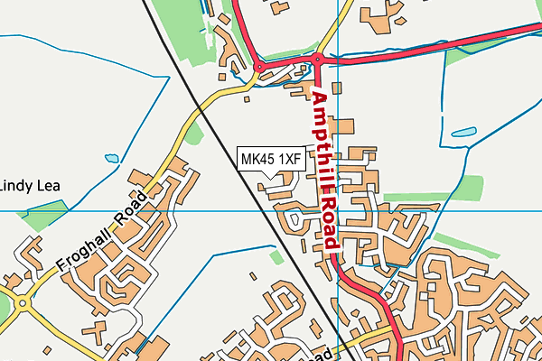 MK45 1XF map - OS VectorMap District (Ordnance Survey)