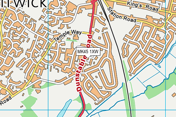 MK45 1XW map - OS VectorMap District (Ordnance Survey)