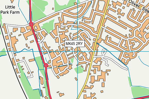 MK45 2RY map - OS VectorMap District (Ordnance Survey)